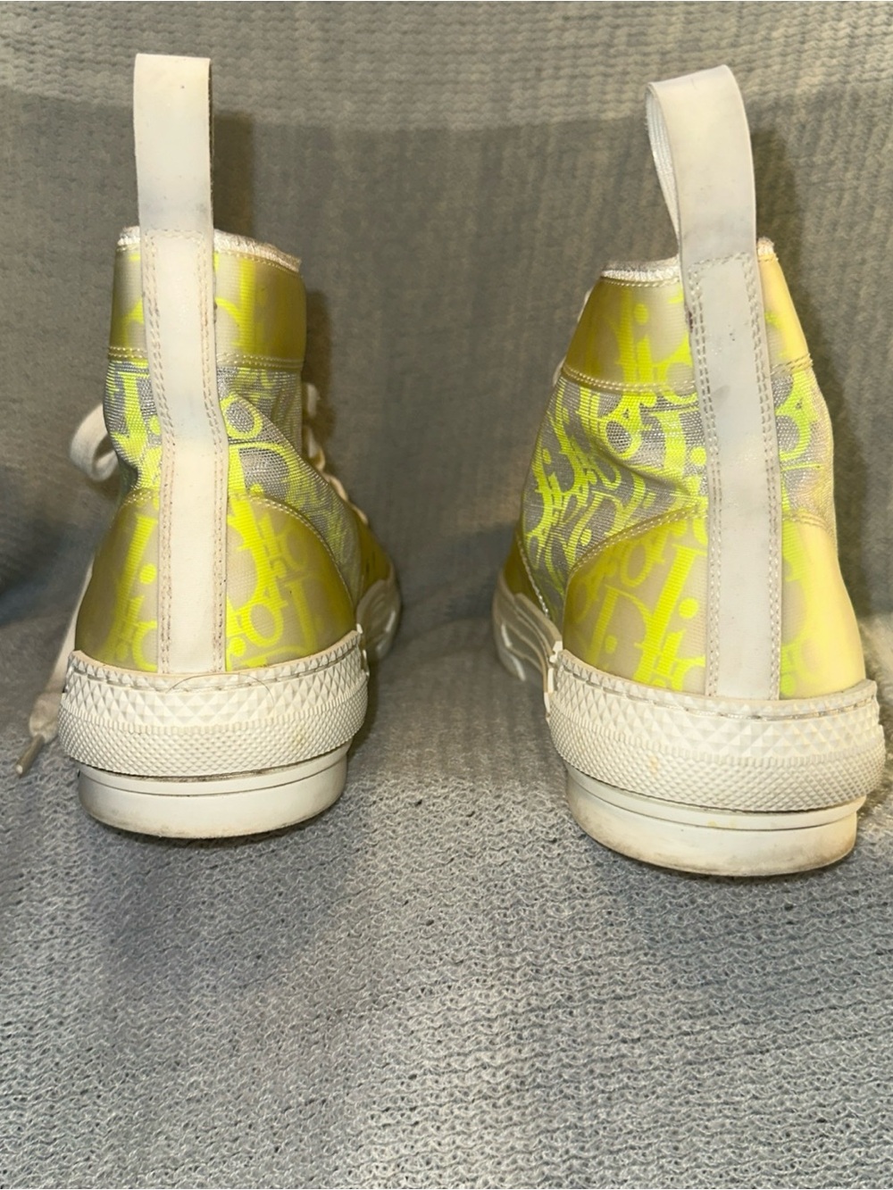 Dior High-Top Sneakers in Yellow and White Monogram - Picture 10 of 11